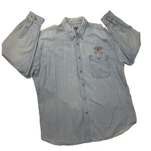 Vintage 1996 Lee Denim Shirt XL Green Bay Packers Brett Favre Embroidered NFL
